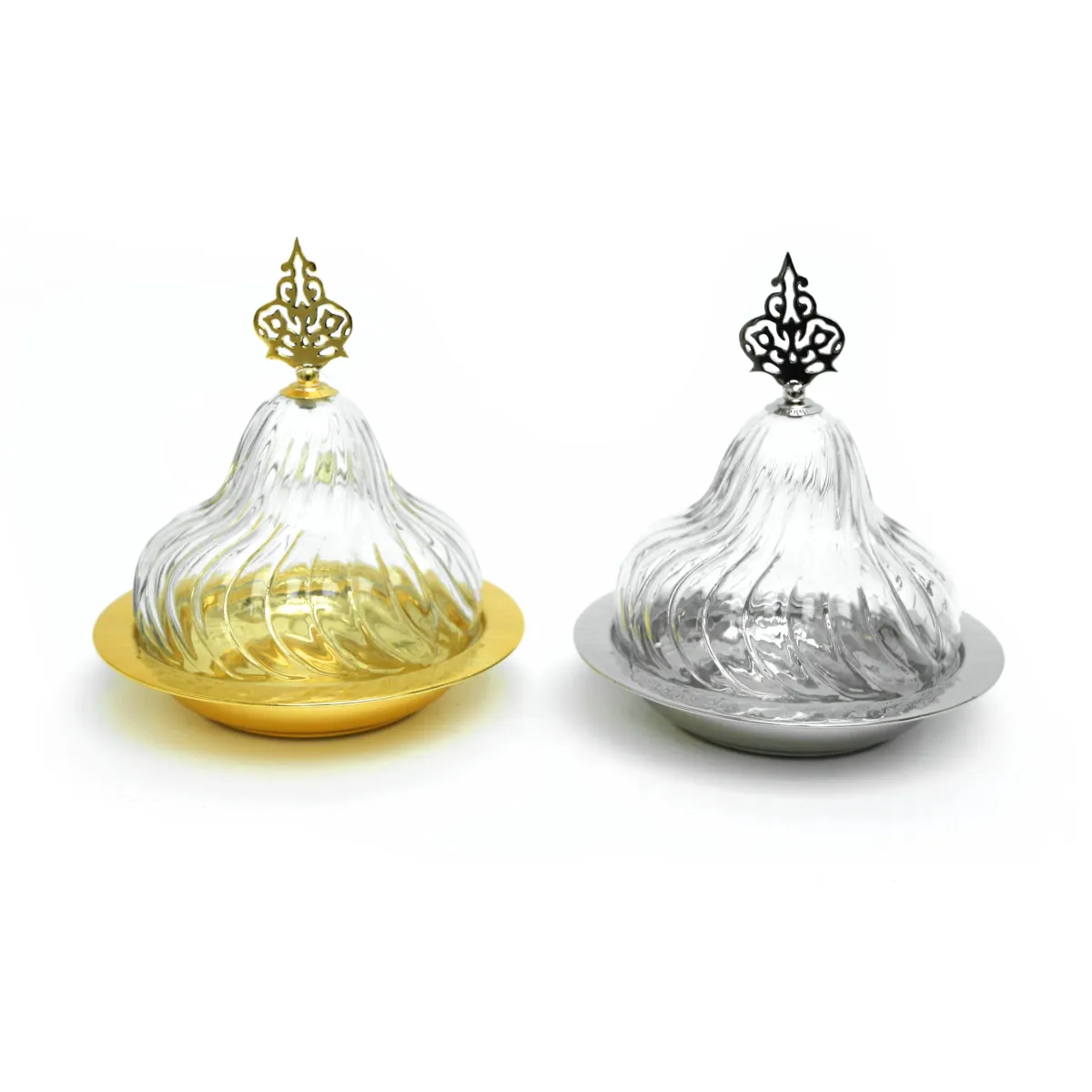Celestial Sheen: Glass Cover Metal Dome Decorations for Ramadan Elegance