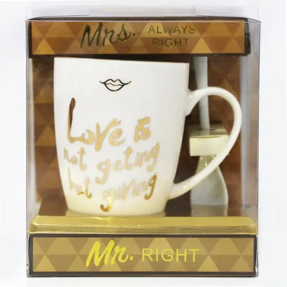 “Love Is Not Getting But Giving ” Flamingo Mug & Spoon Set