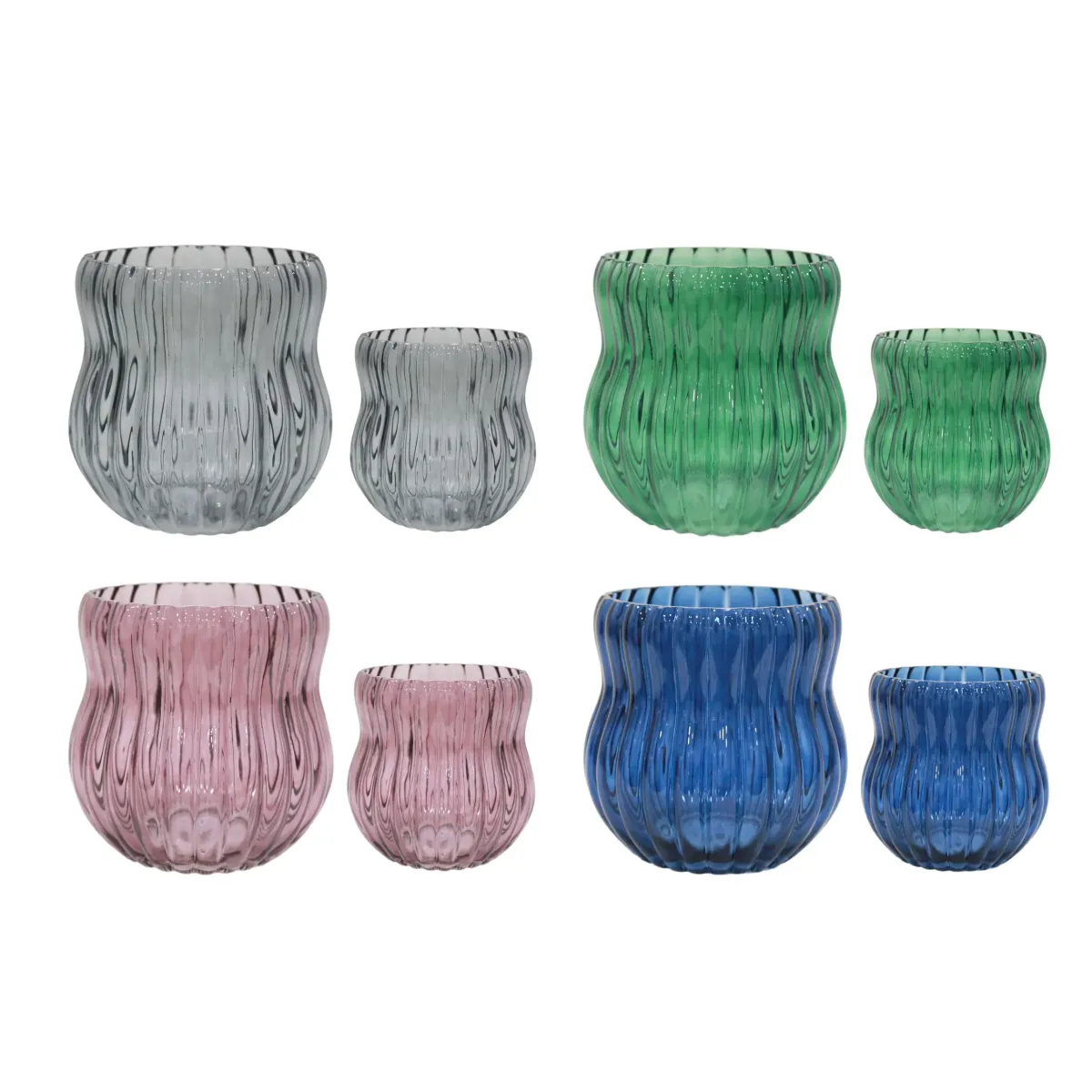 Ribbed Mid‑Neck Glass Vase – Textured Glass Decorative