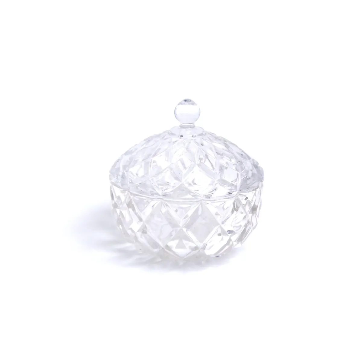 Transparent Round Engraved Glass Bonbonniere