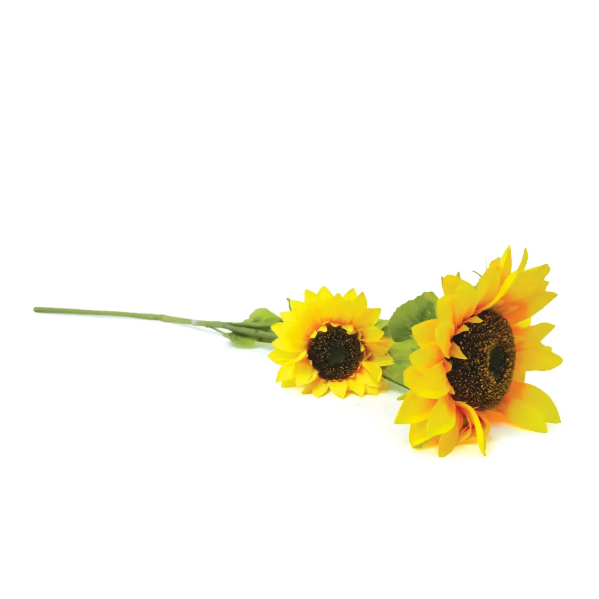 3 Heads Sunflower Green Leaves Bunch