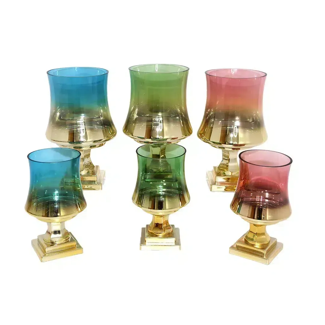 Gold Hurricane Tall Glass Vase Square Base