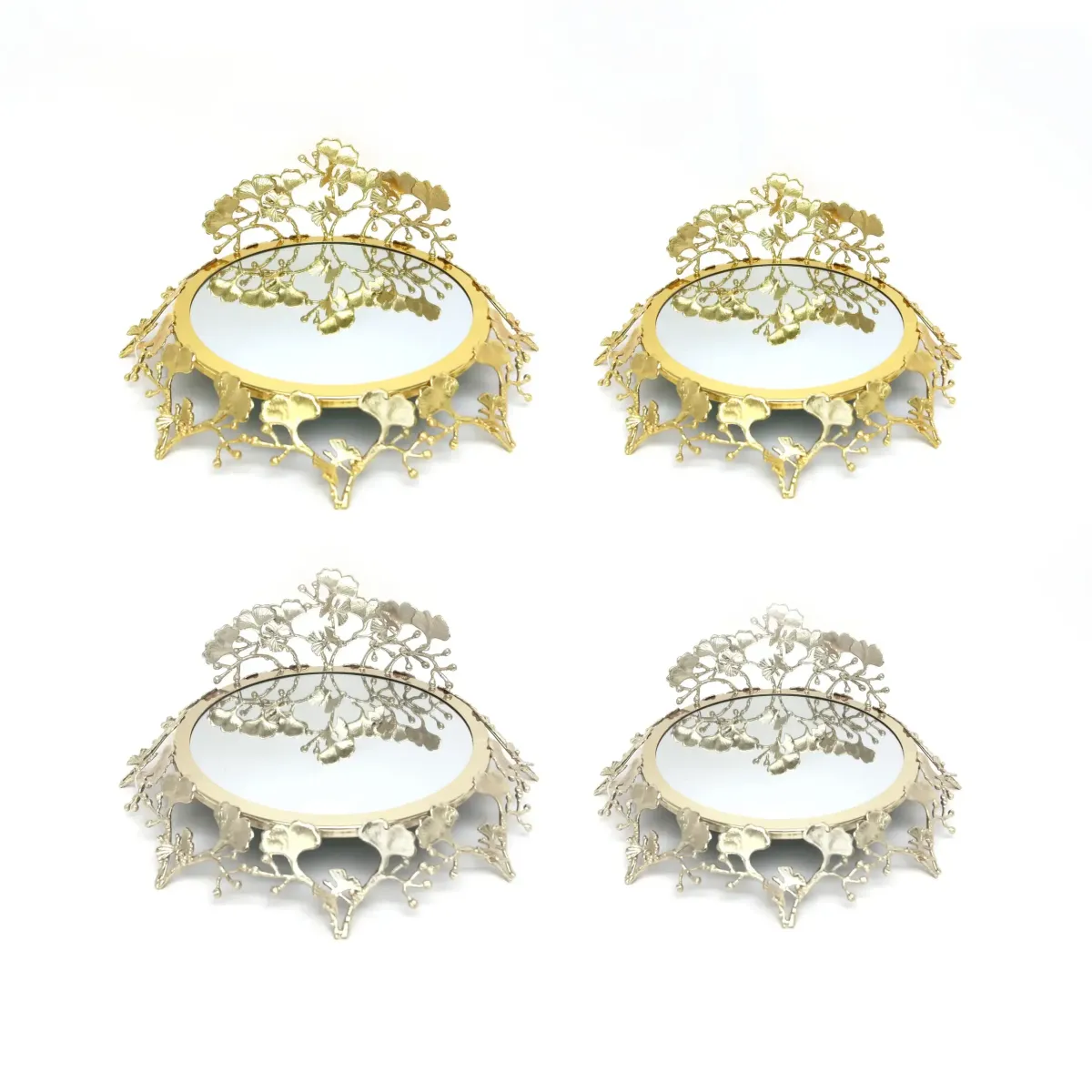 Butterfly Mirror Tray with Crown Accent – Gold Finish