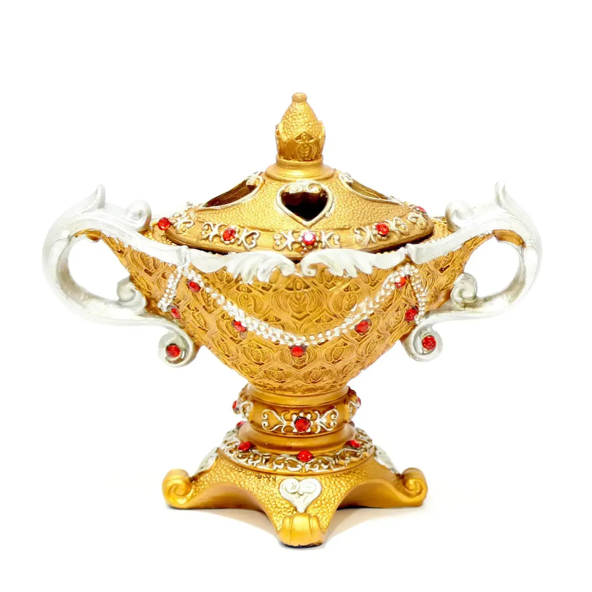 Luxurious Gold Aoud Incense Cup with Oval Cover – Elegant Ramadan Decoratives