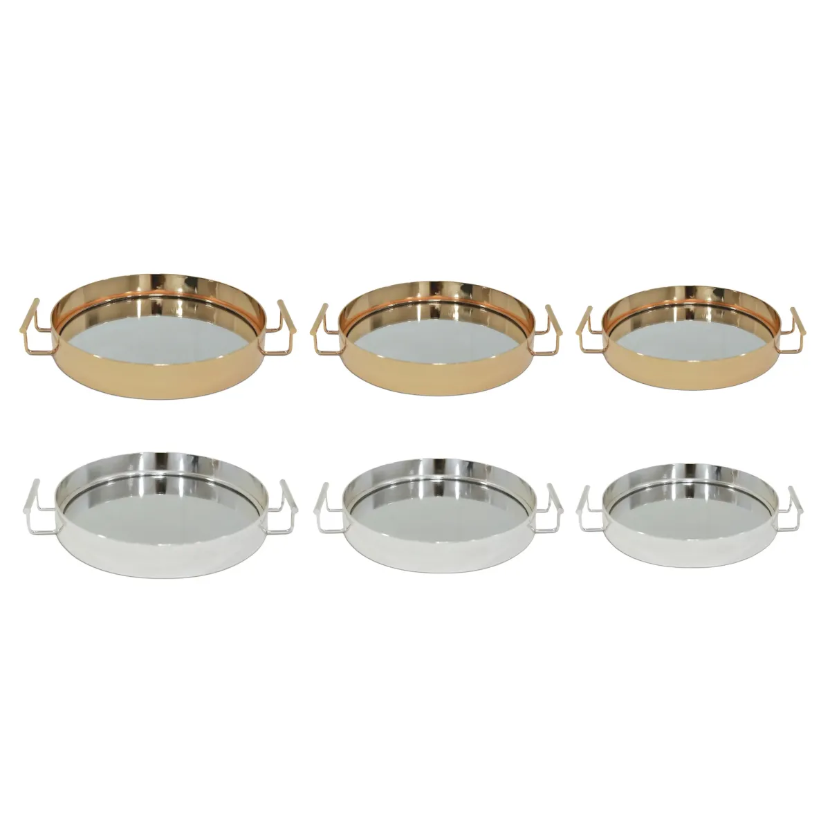 Round Mirror Base Gold Metal Tray