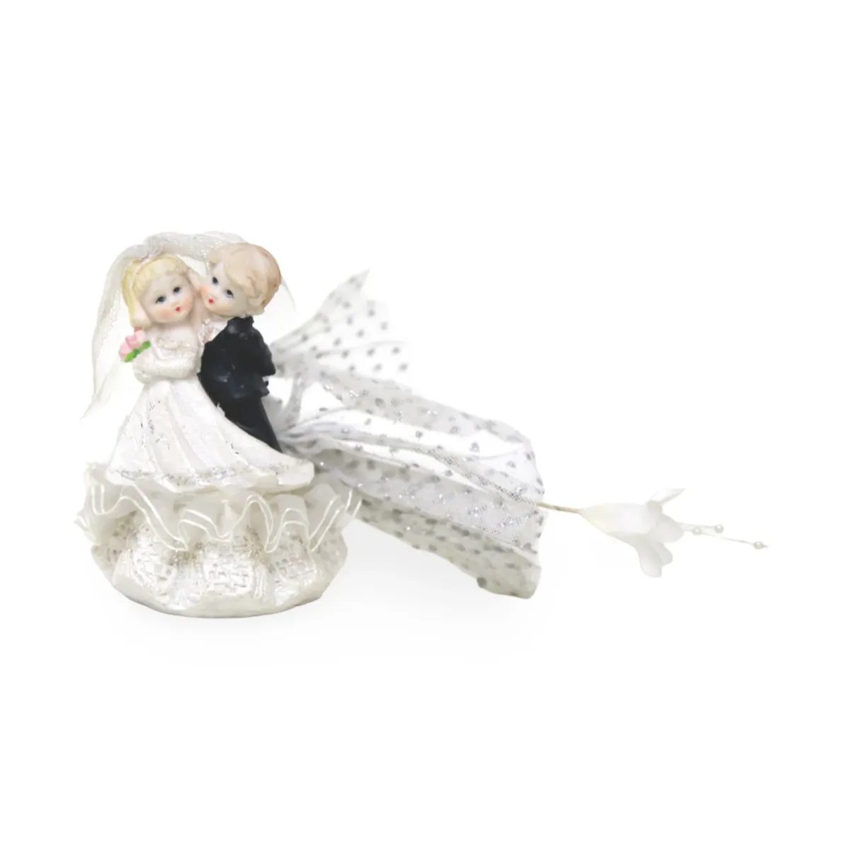 Bride & Groom With Tulle Figure Decoration – 11 cm Wedding Souvenir | Articles World