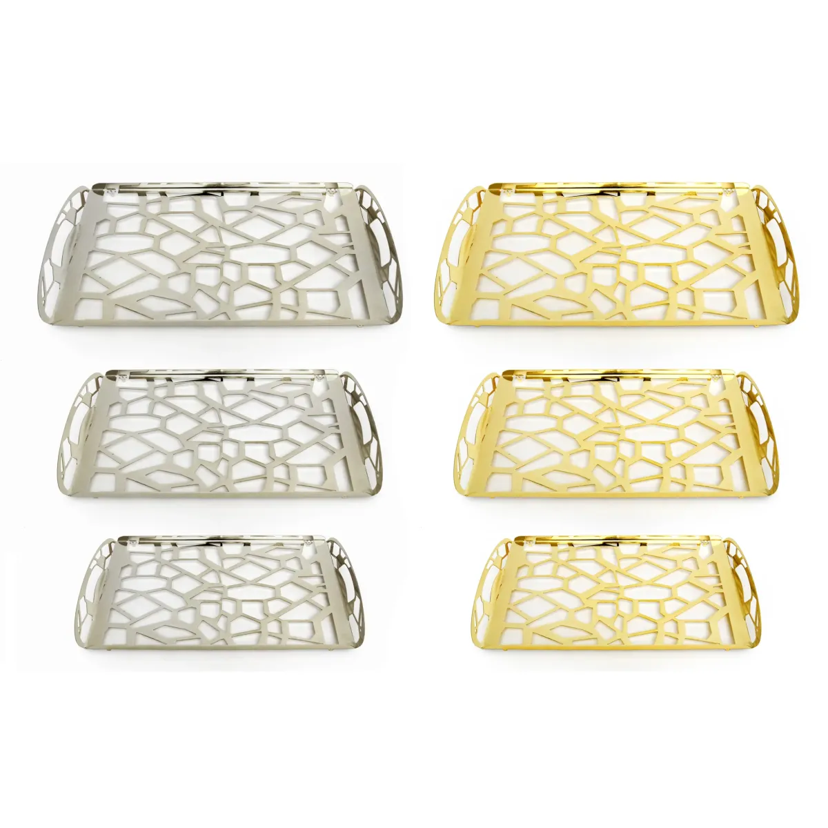 Geometric Shapes Plexi Base Metal Tray