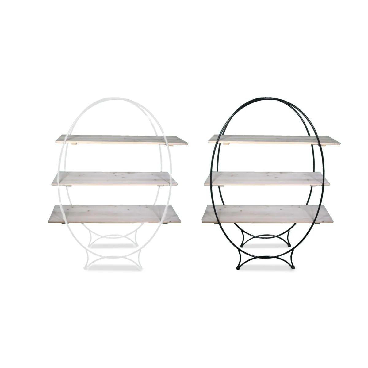 3 Layers Oval Wood & Metal Stand