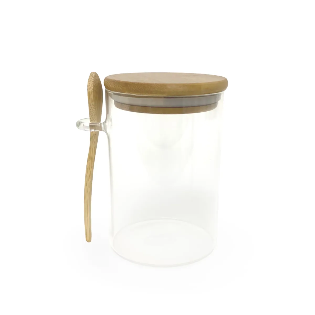 Storage Jar Canister with Wooden Lid & Spoon – 9×14 cm