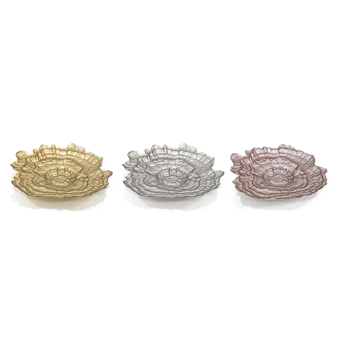 Metallic Shallow Glass Bowl