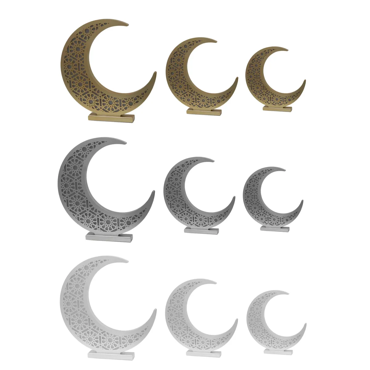 Arabesque Moon Thin Wooden LED Decoration – Illuminated Ramadan Decoratives