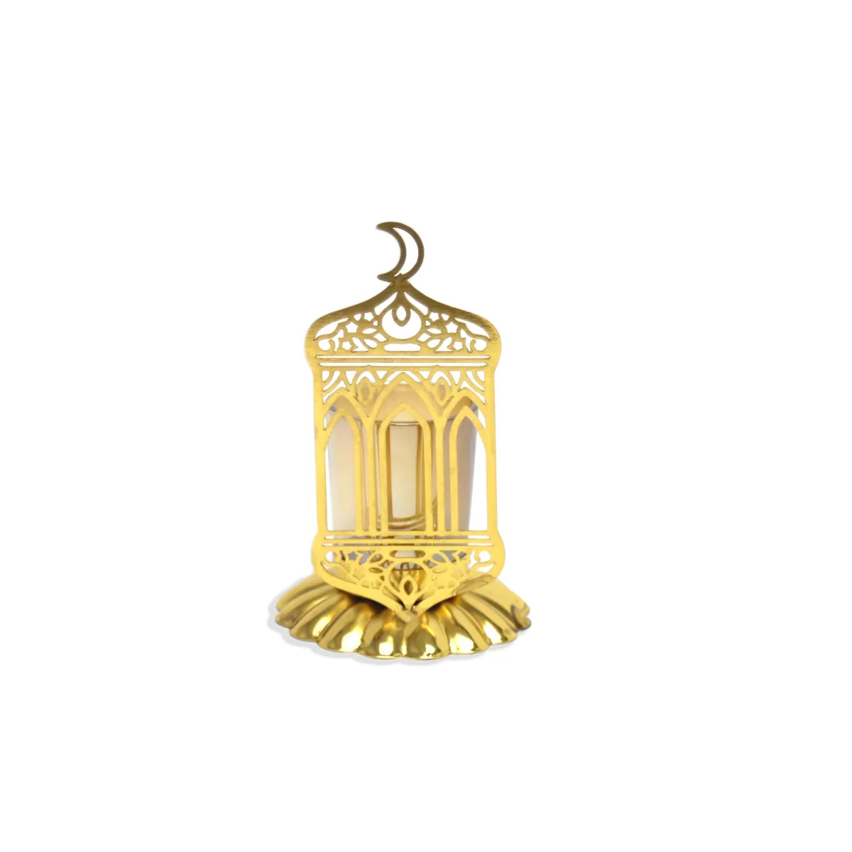 Gold Lantern Candle Holder – Elegant Ramadan and Festive Decorative for Home and Celebrations