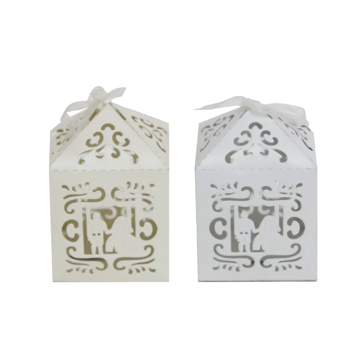 Bride & Groom Carton Box With Satin Ribbon