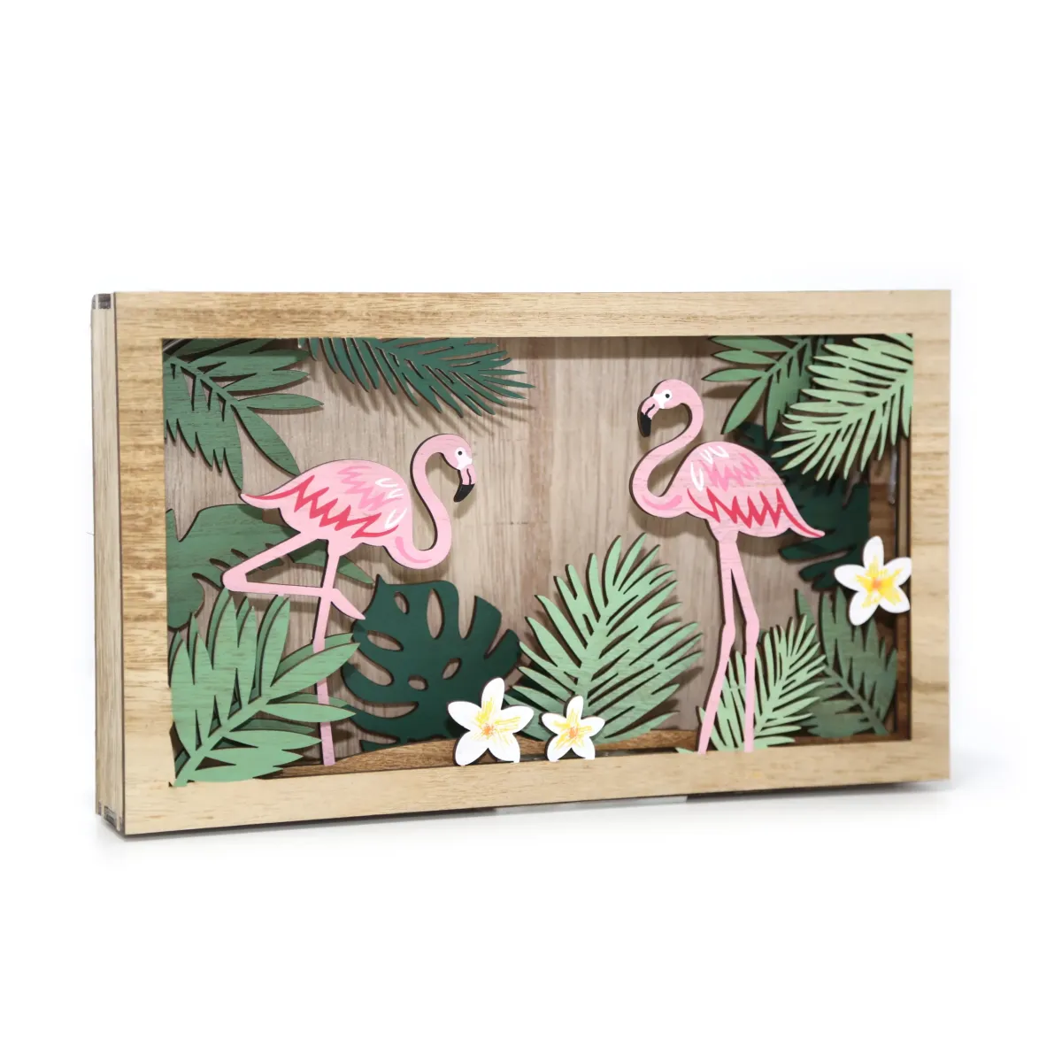 3D Flamingo Wooden Frame Led Decoration