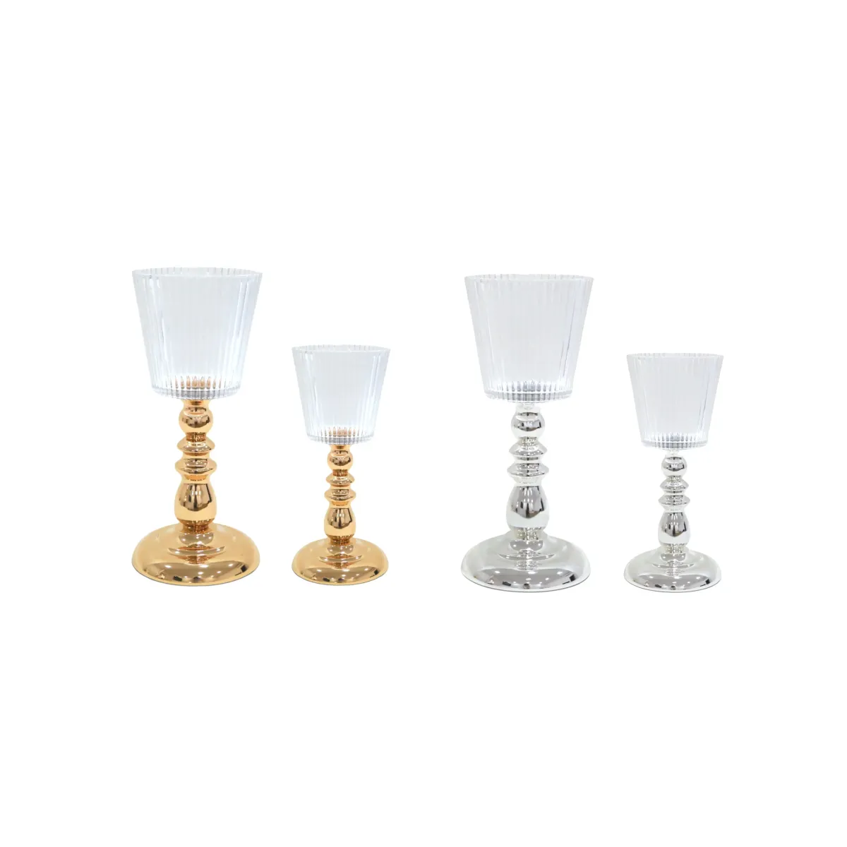 Ribbed Glass Cup Metal Candle Holder