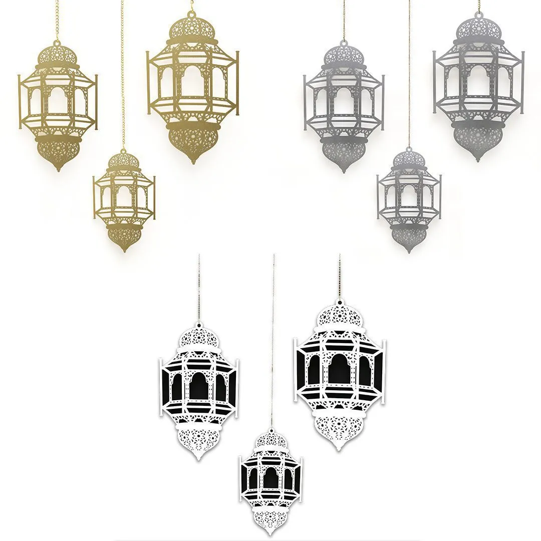 Ramadan Elegance: Majestic Wood Chain Hanging Lanterns for Enchanting Decoratives