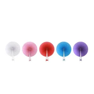 Colored Accordion Folded Paper Fan 23.5x30cm Round Pleated Fan