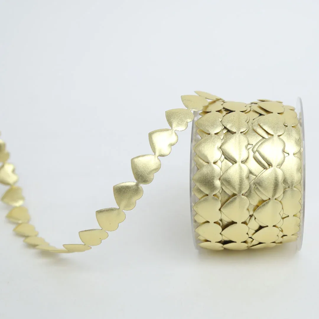 Spongy Gold Heart Satin Ribbon
