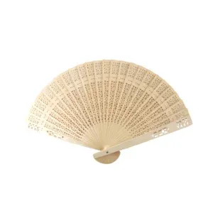 Vintage Wooden Folding Hand Fan 30x20cm Laser Cut Decorative Fan