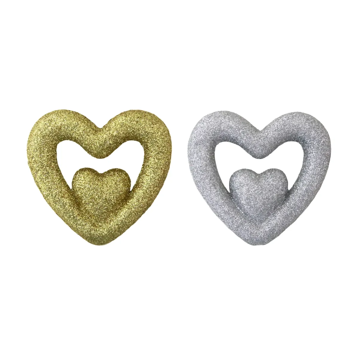 Glittered Heart in Heart Foam Decoration – Double the Love, Double the Sparkle!