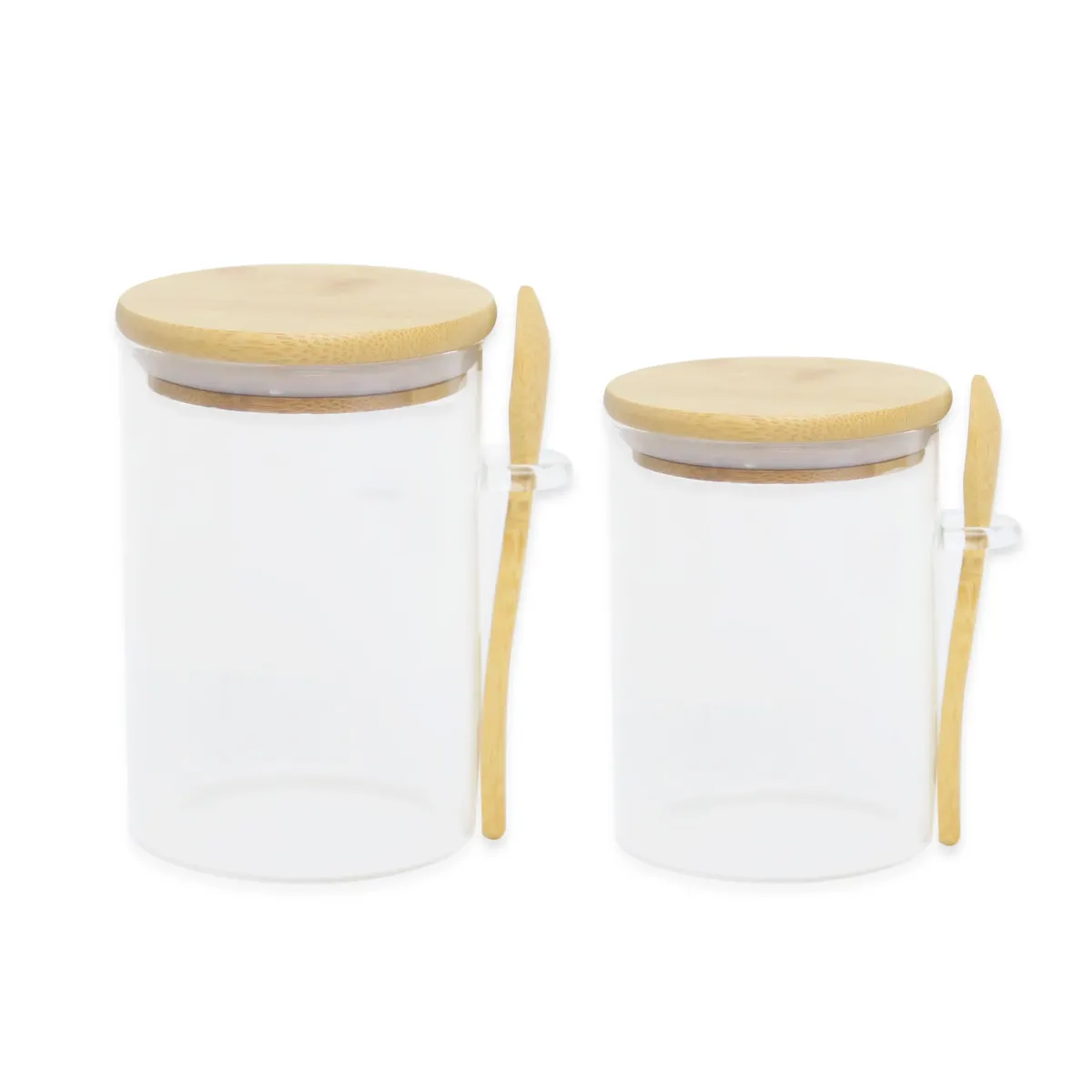 Glass Storage Jar with Wooden Lid & Spoon – Clear Design