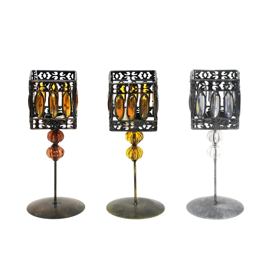 Elegant Ramadan Oval Beaded Square Tealight Holder