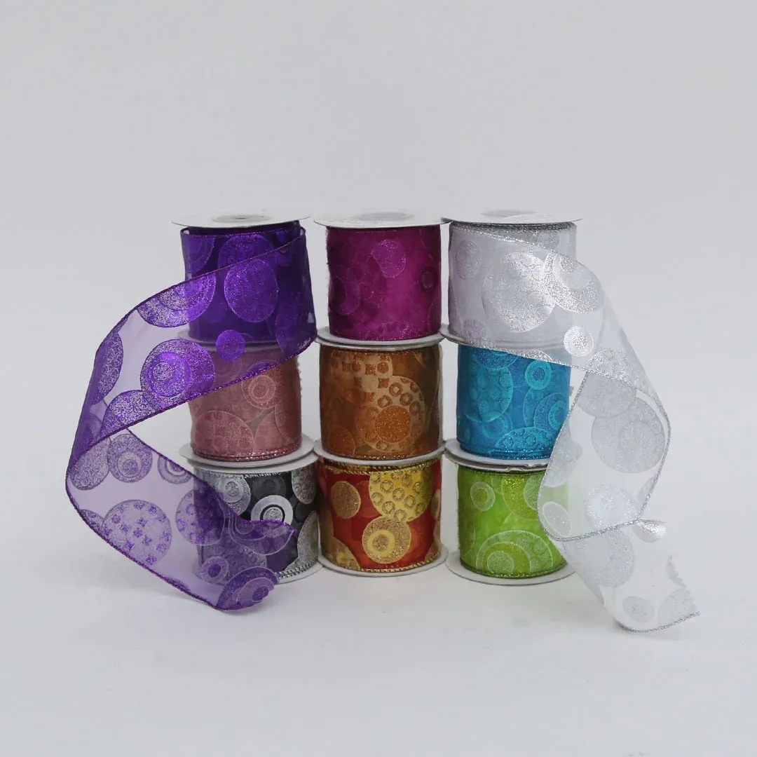 Geometric Circles Organza Ribbon