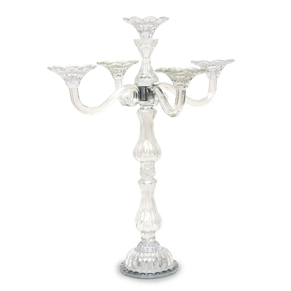 Vintage Clear Glass Handlebars Candlestick