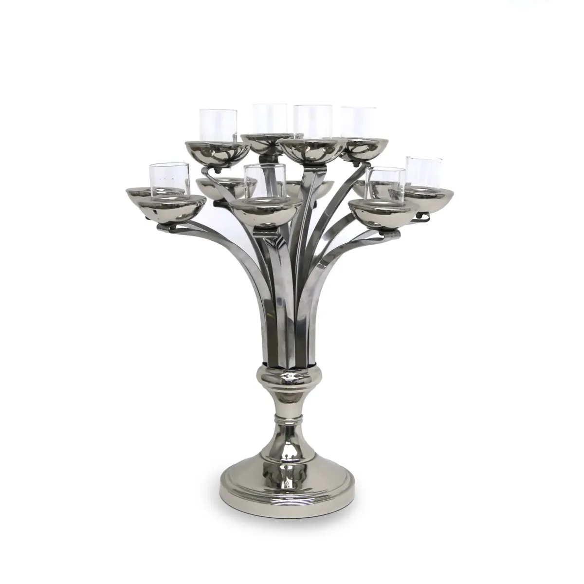 Nickle Plated Base W/Twelve Glass Candle Holder