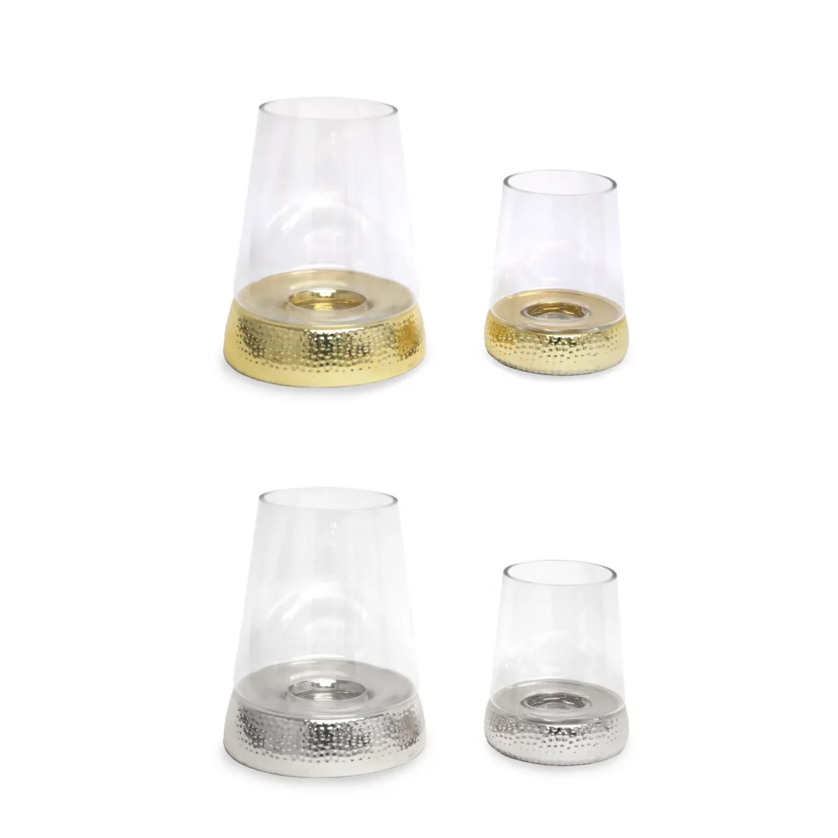 Hammered Base Glass Cone Candle Holder