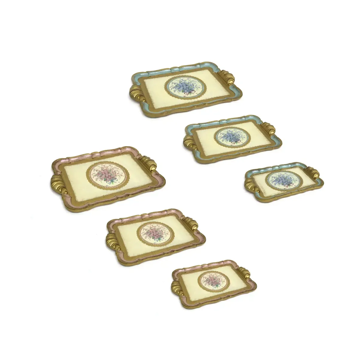 Shell Hands Bouquet Rectangle Vintage Tray