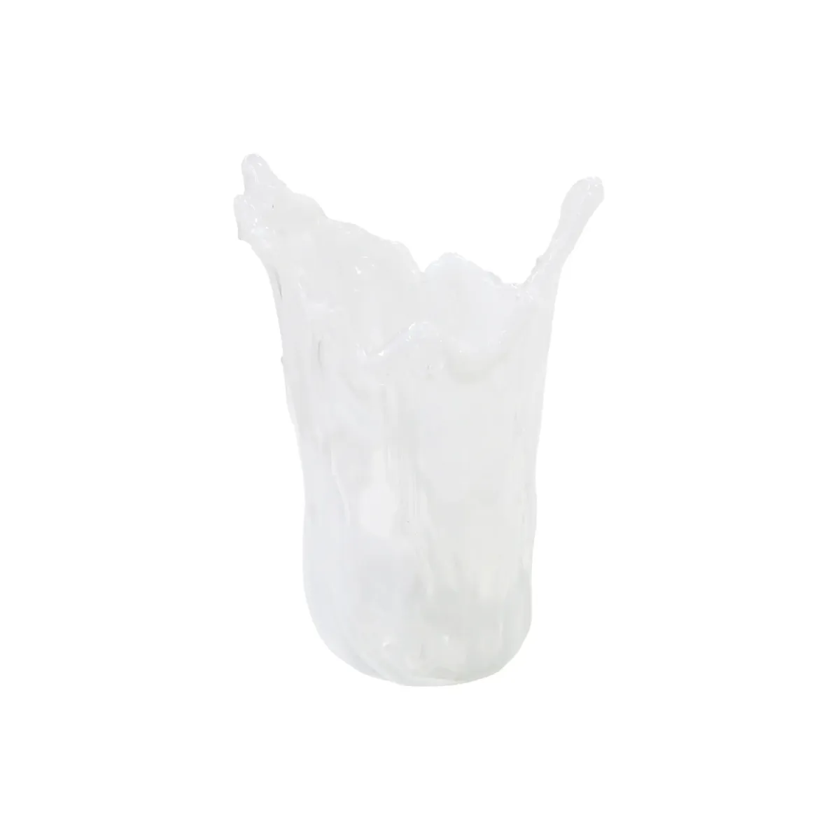 White Wavy Glass Vase – Elegant Decorative Vase