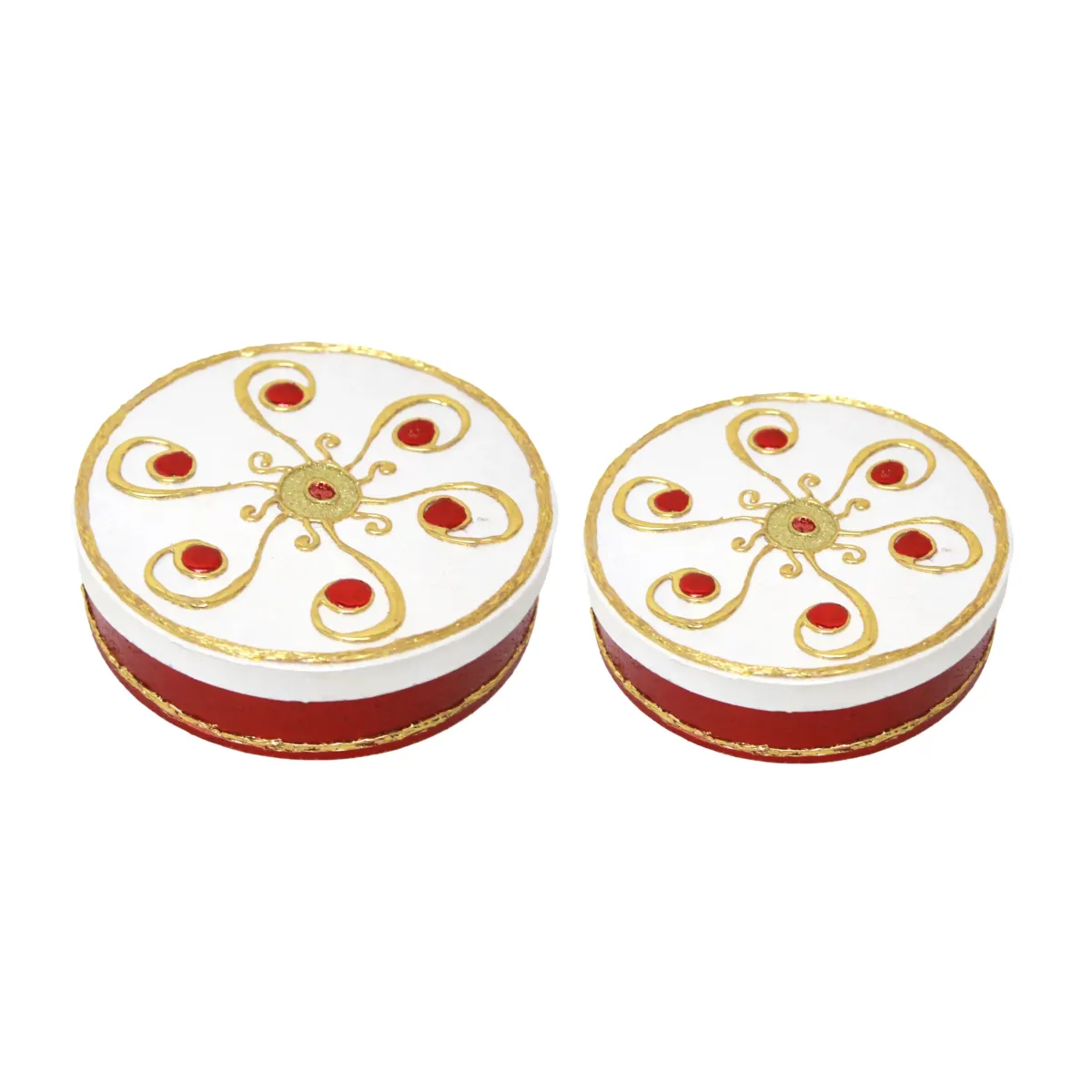 Vintage Red Gold Round Carton Box