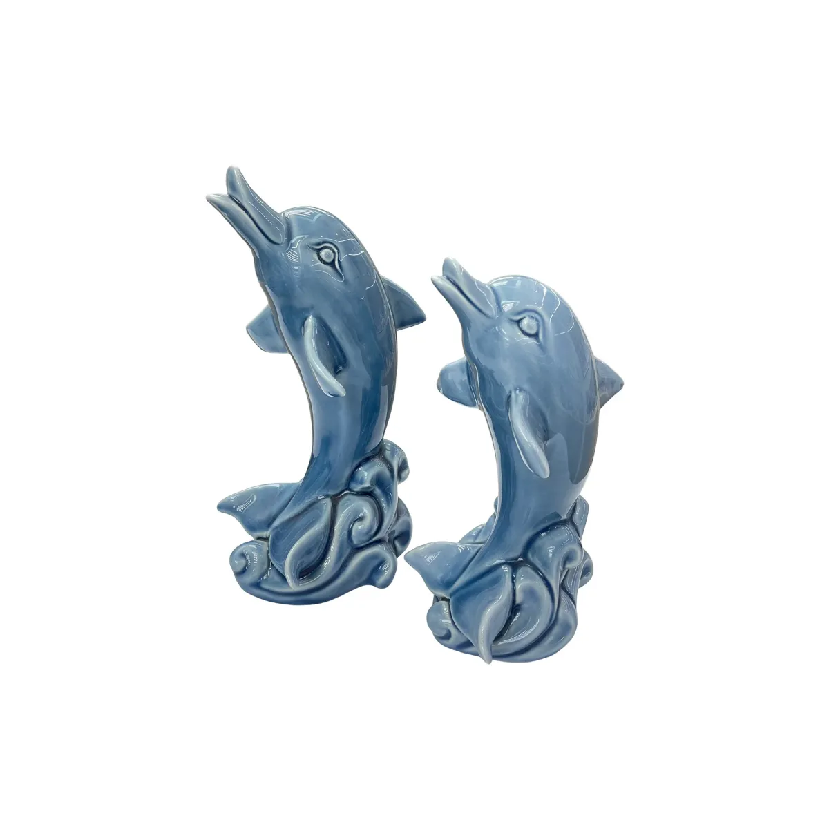 Blue Ceramic Playful Dolphin – Coastal Accent Figurine