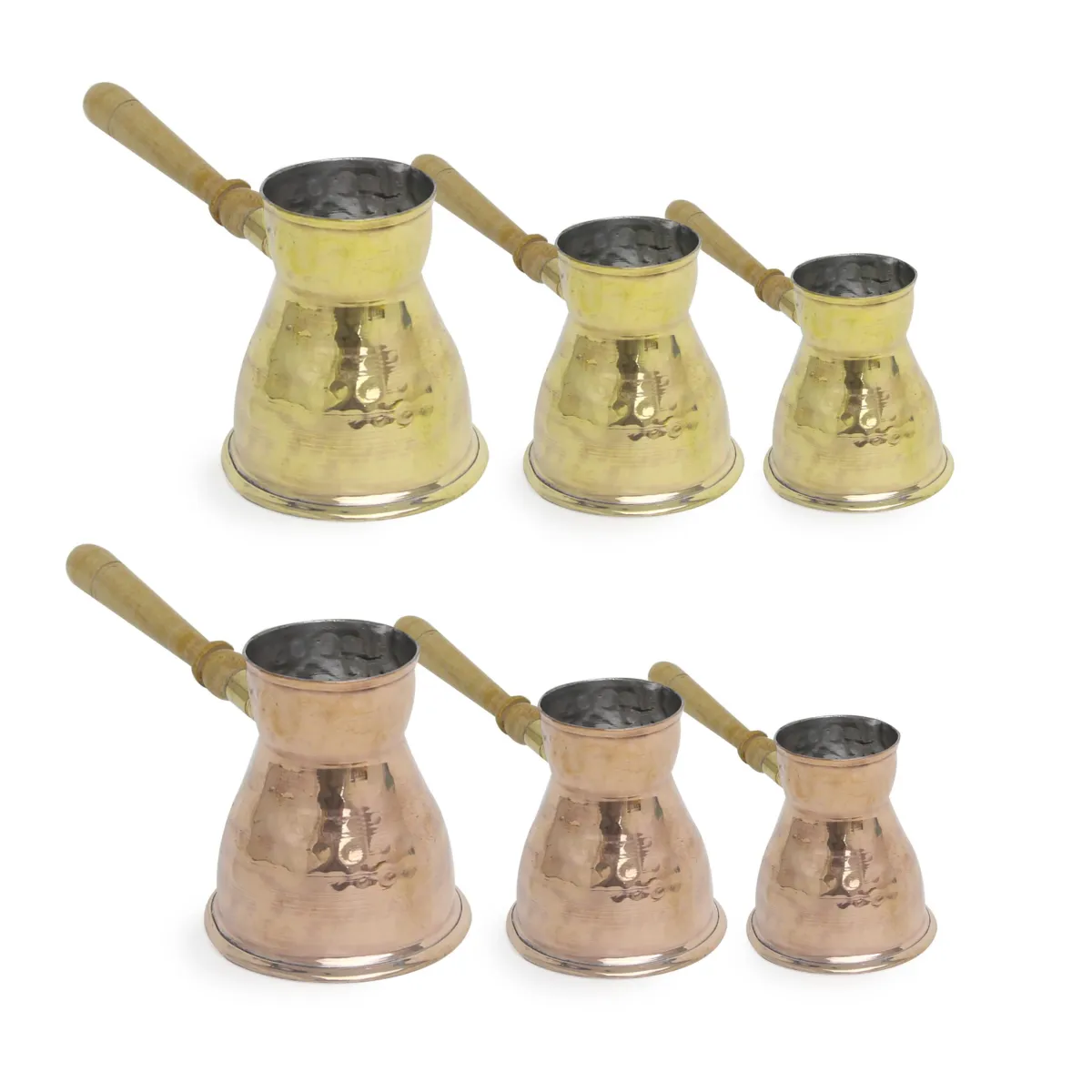 Hammered Coffee Pot with Wooden Handle for Ramadan and Cultural Decoratives