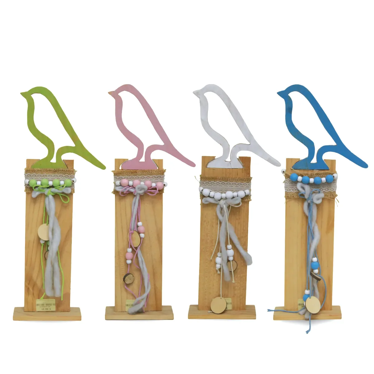 Robes & Beads Bird Stand – Wooden Freestanding Decoration