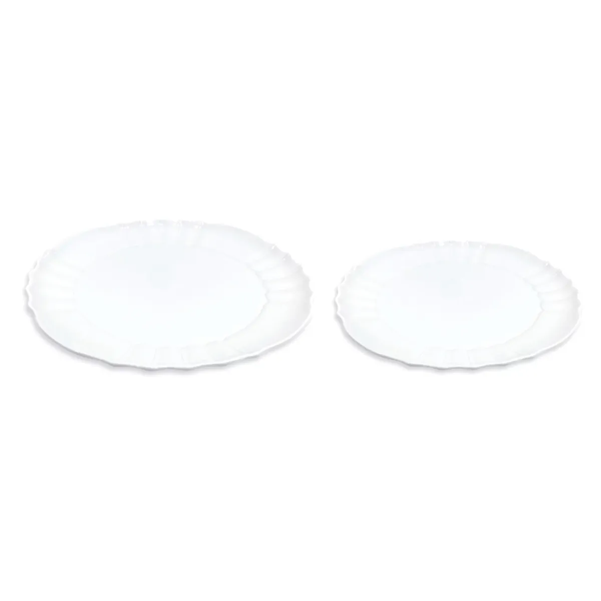 White Seashell Pattern Framed Round Ceramic Dish