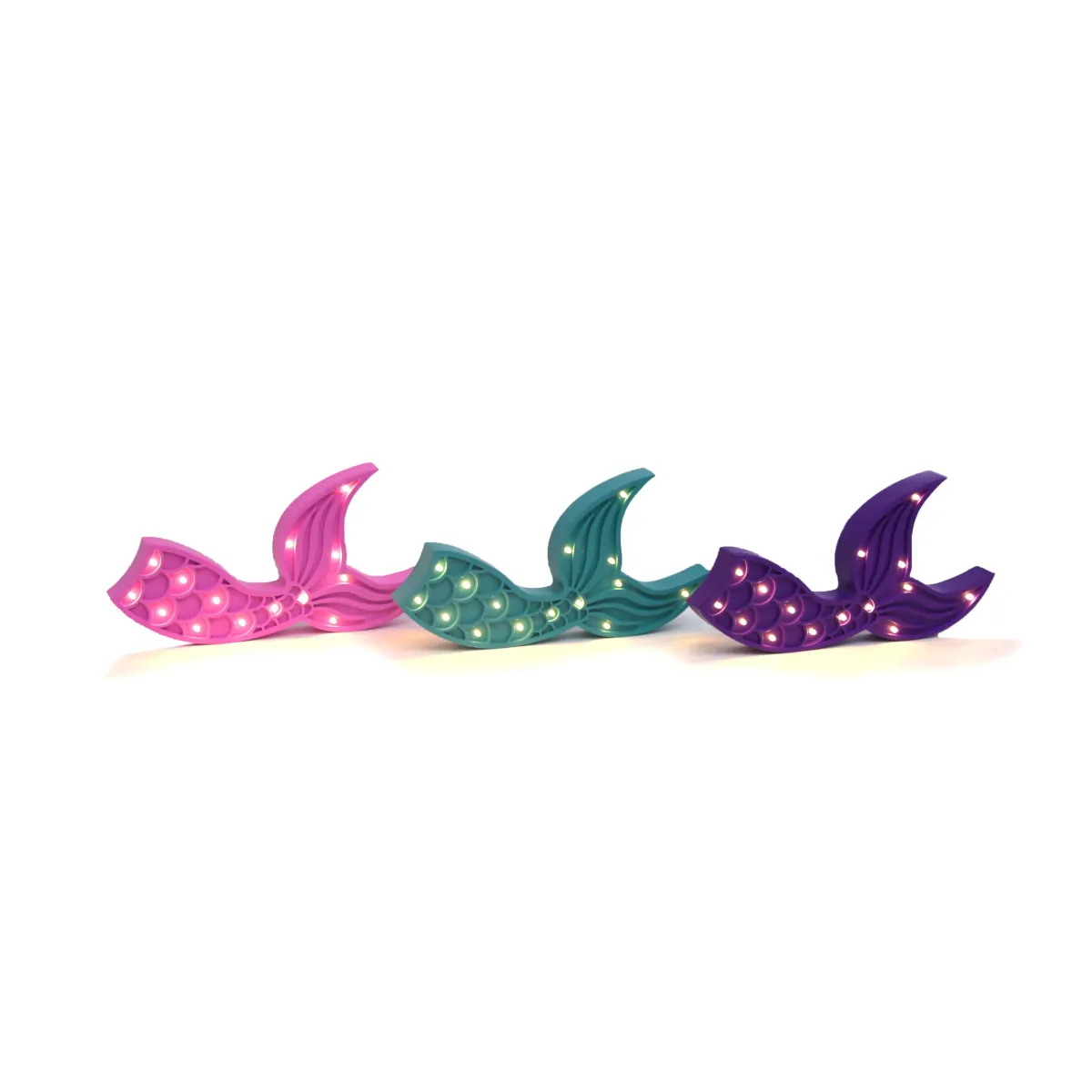 Wooden Mermaid Tail LED Light – 30×15 cm Coastal Accent