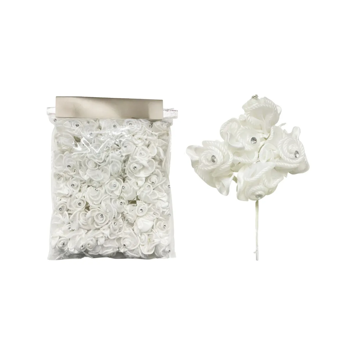 Satin & Organza White Flower Motif
