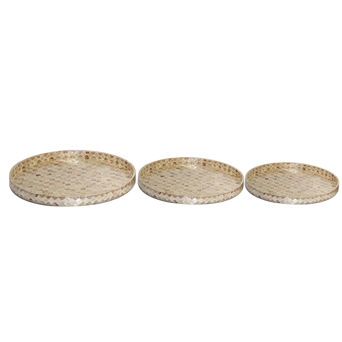 Beige Designed Handless Round Tray – Seamless Elegance for Your Home!
