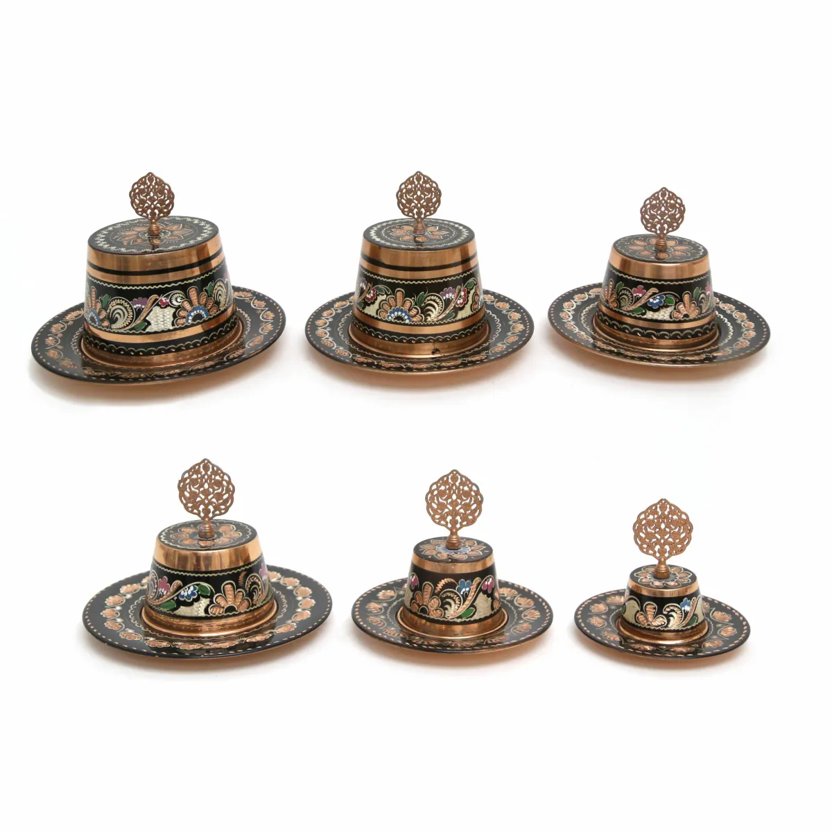 Regal Repast: Ornamented Copper Tarboosh Cover Turkish Delight Dish for Ramadan