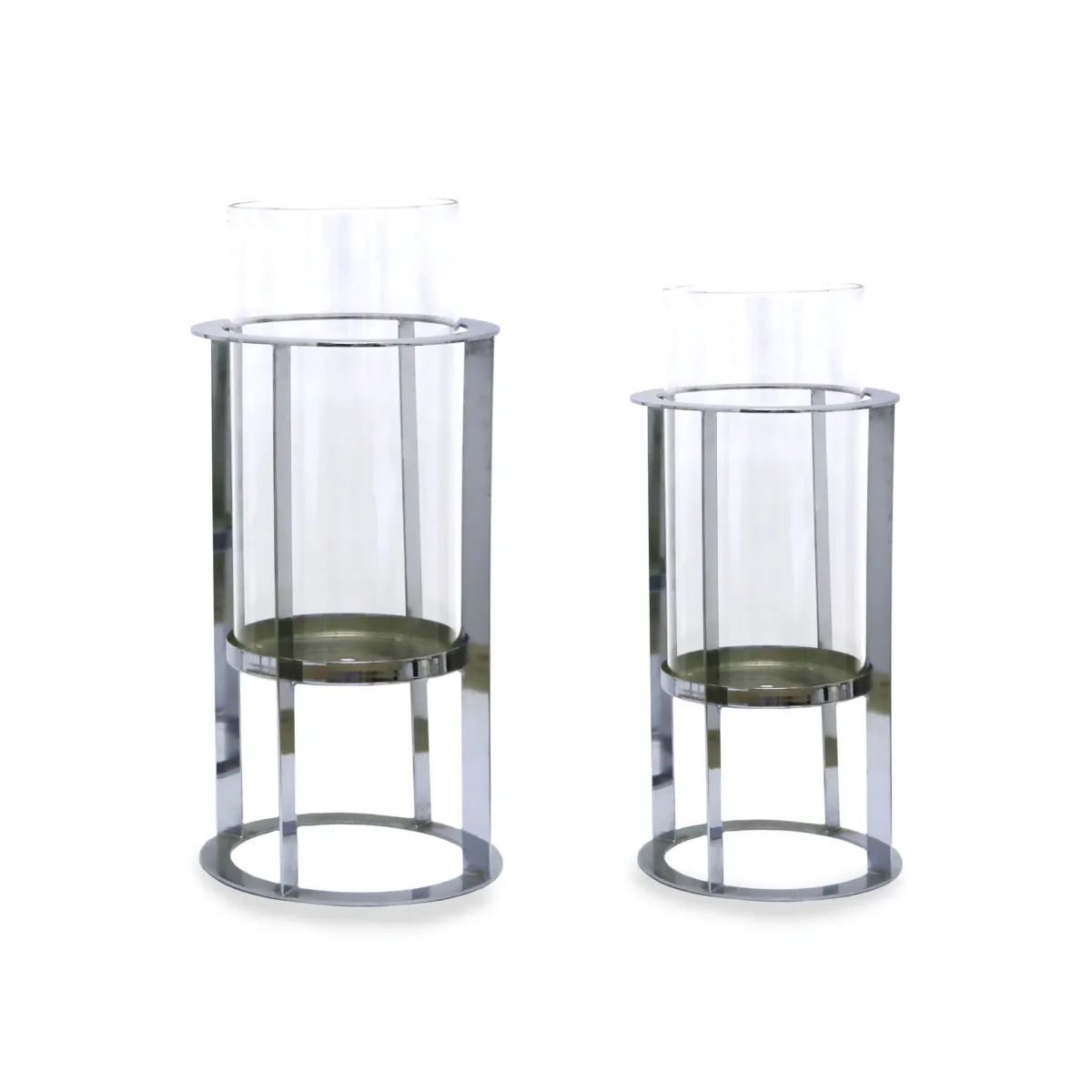Metal Glass Cylinder Candle Holder