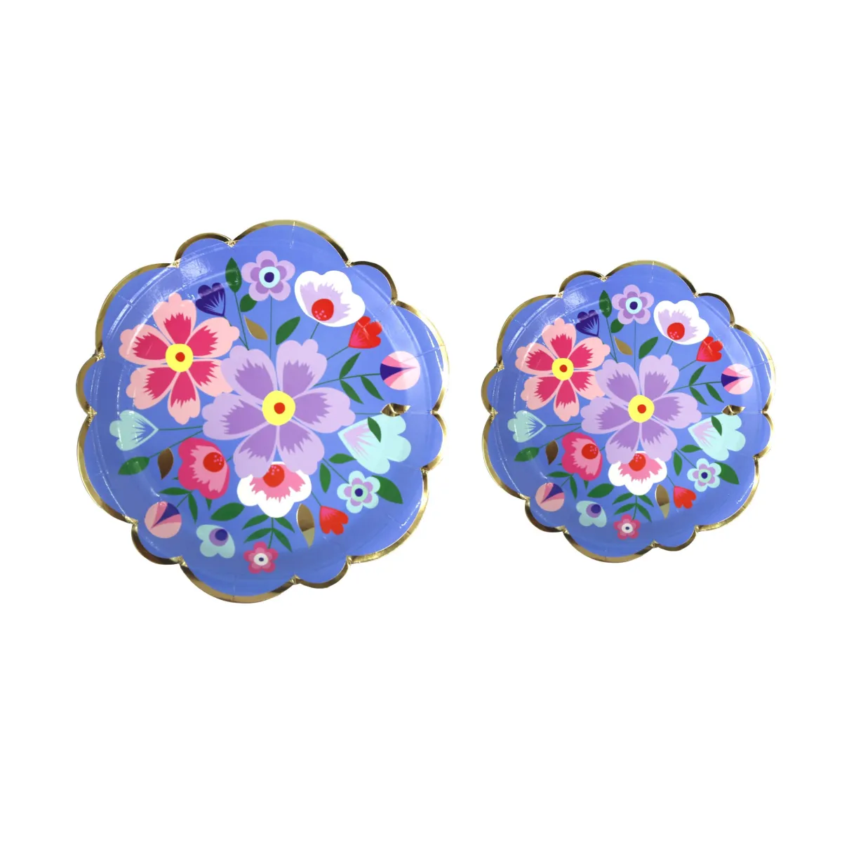 Blue Flower Paper Plate – Charming Party Tableware