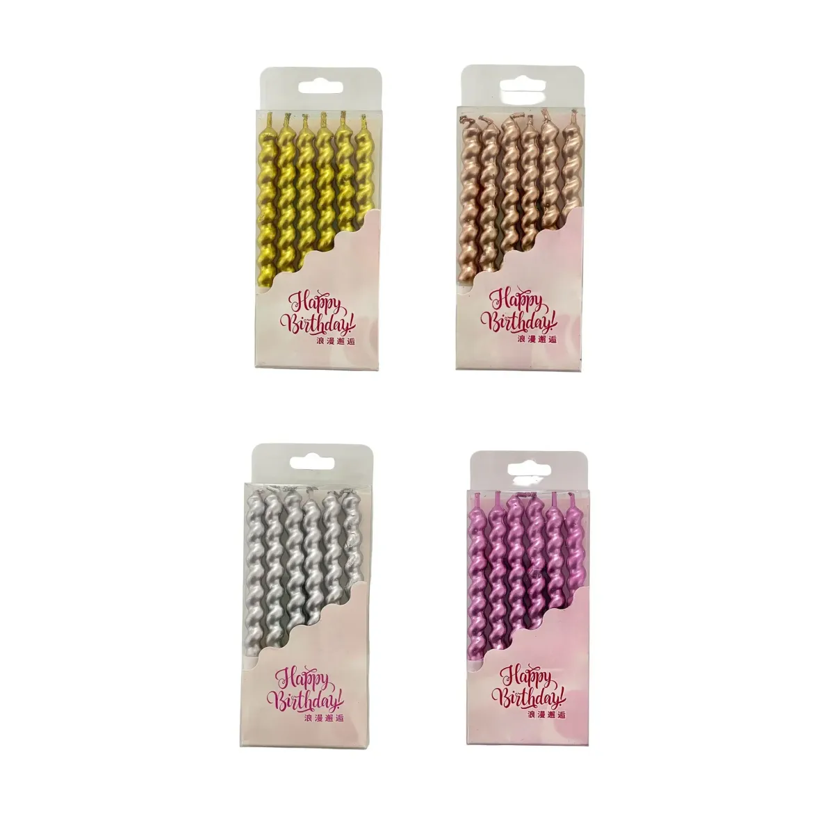 Swirl Candles with Pillars – Pastel Set for Cake Decoration