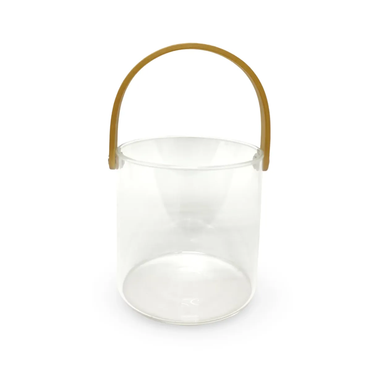 Glass Storage Basket with Wooden Handle – Rustic & Clear