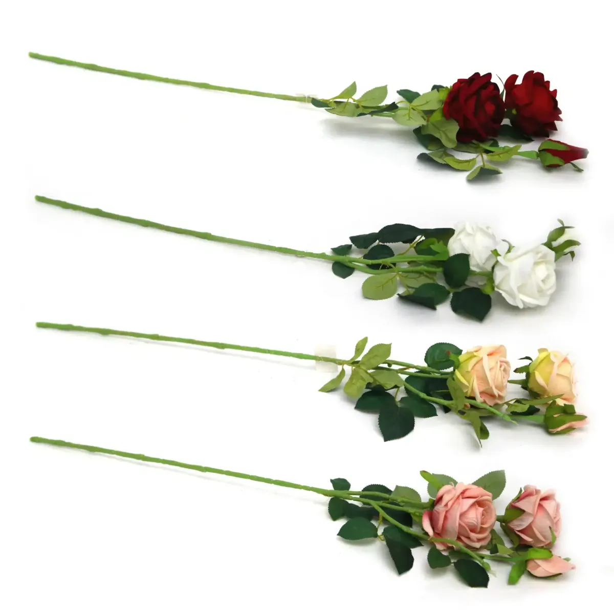 3 Rose Heads Artificial Branch