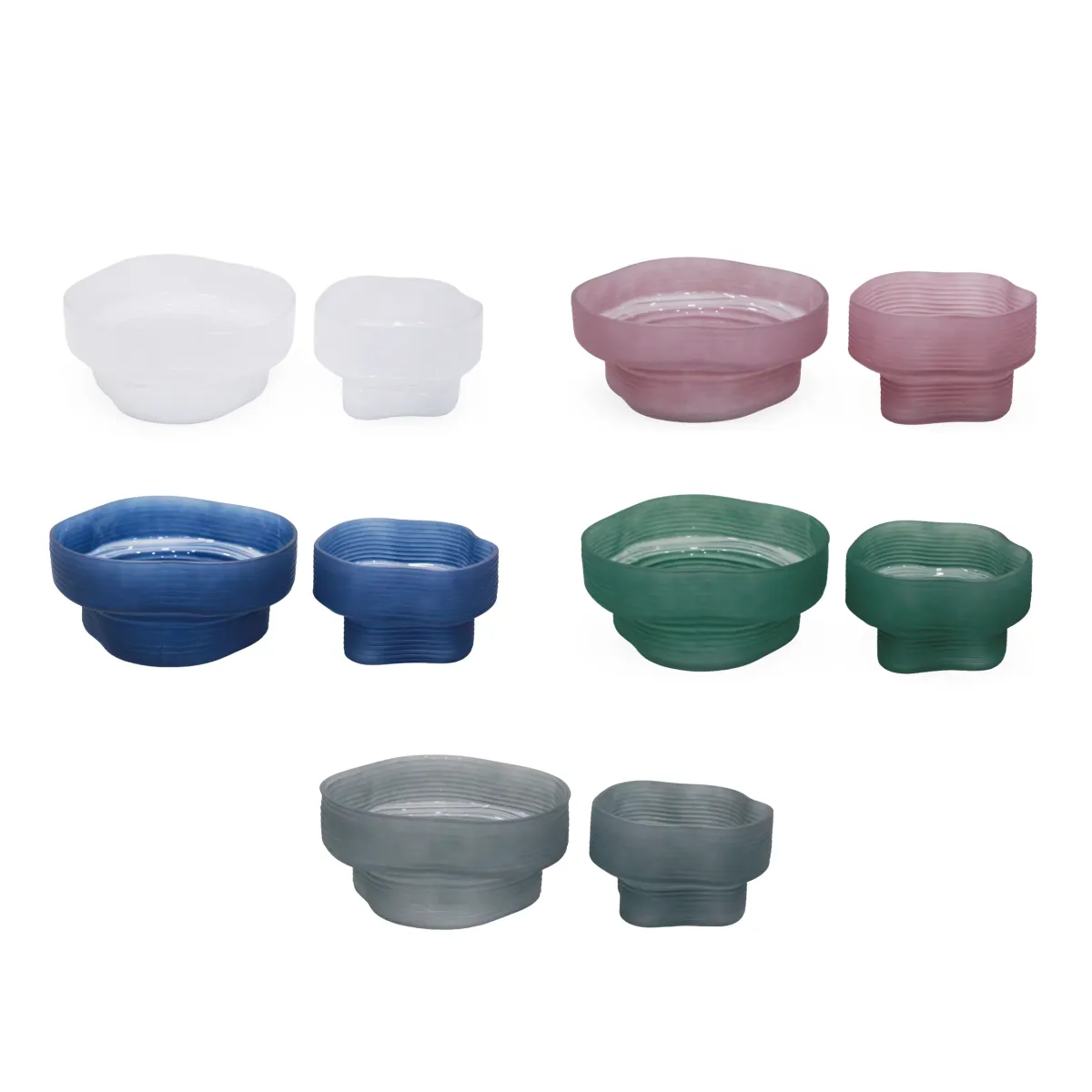Horizontal Striped Based Wavy Glass Bowl