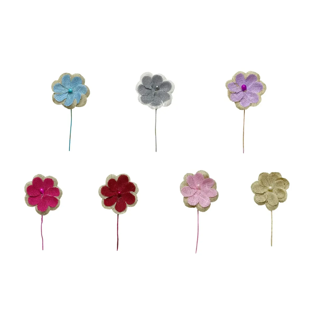 Natural Two‑Layer Jute Flower Motifs – 50pcs Pack
