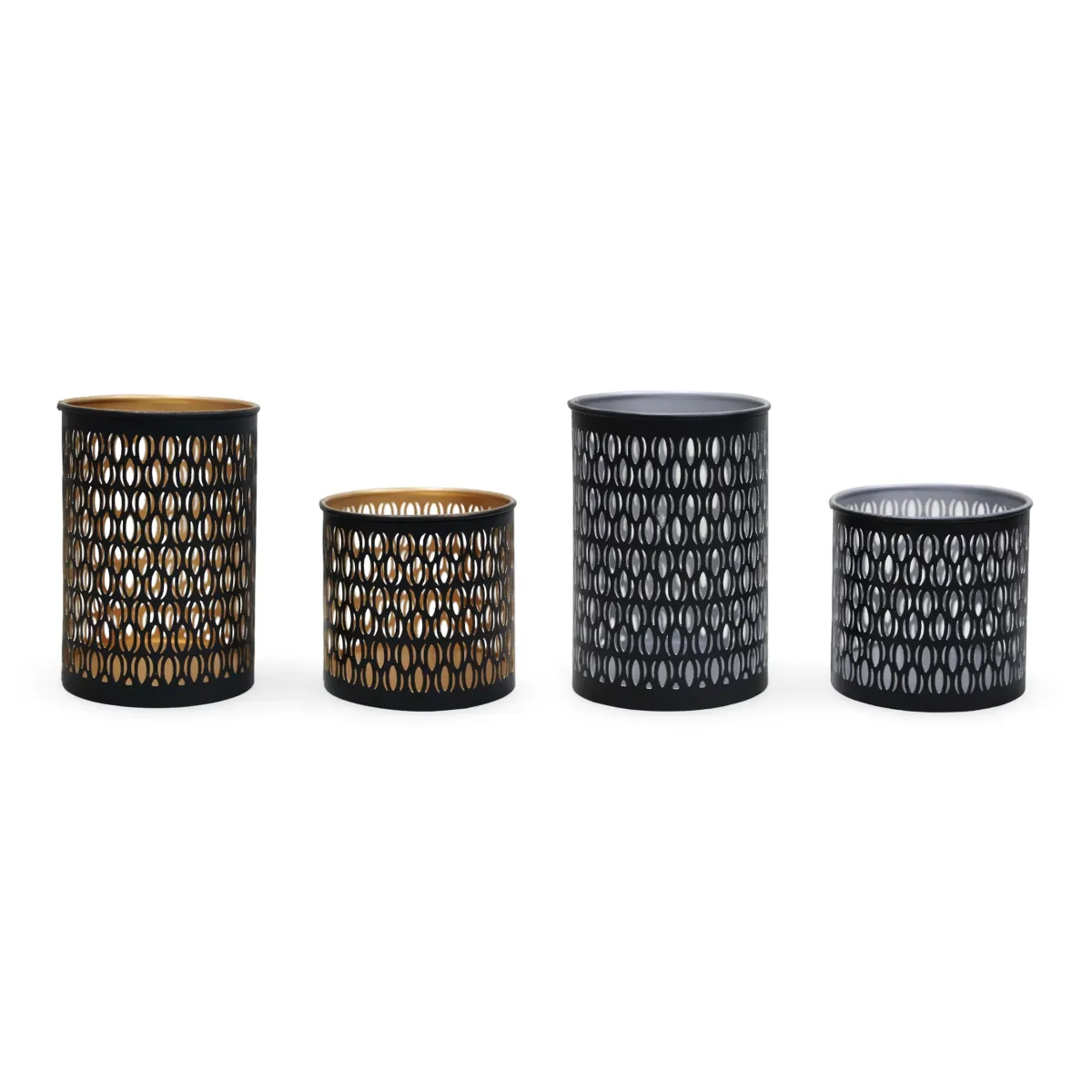 Black & Metal Cylinder Candle Holder – 2 Sizes