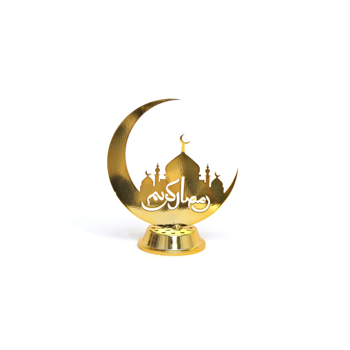 Ramadan Kareem Gold Crescent Mosque Stand – Elegant Islamic Decorative Piece for Home